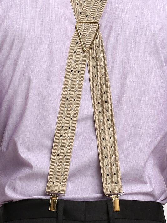 Beige Highlight-Stripe Suspenders