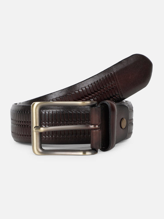 Dual-Texture with Basket Weave Leather Belt