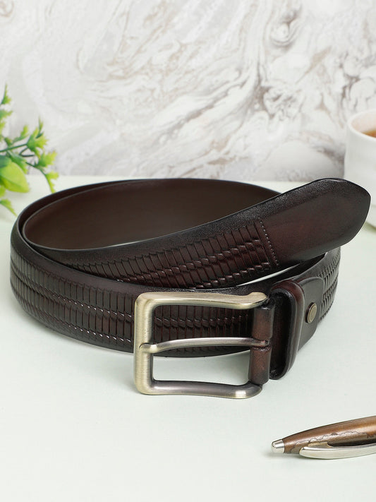 Dual-Texture with Basket Weave Leather Belt