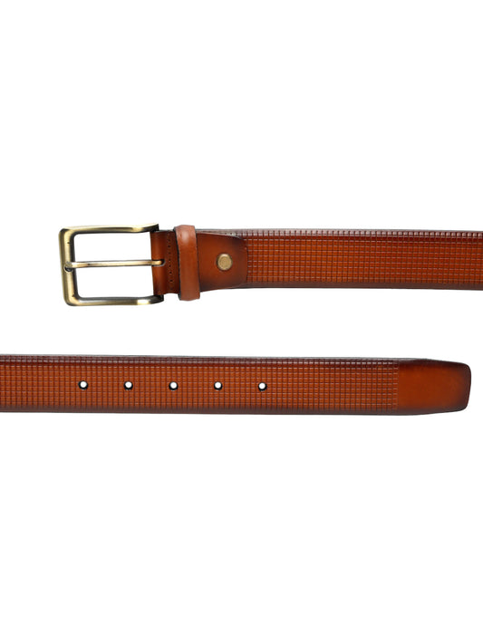 Square Grid Embossed Crafted Leather Belt