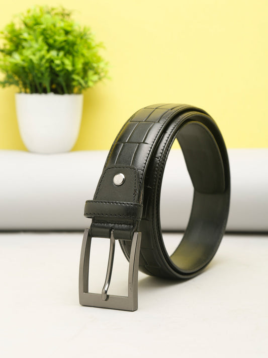 Crocodile Embossed Leather Belt