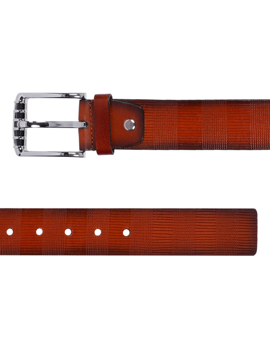 Pinstripe Embossed Leather Belt