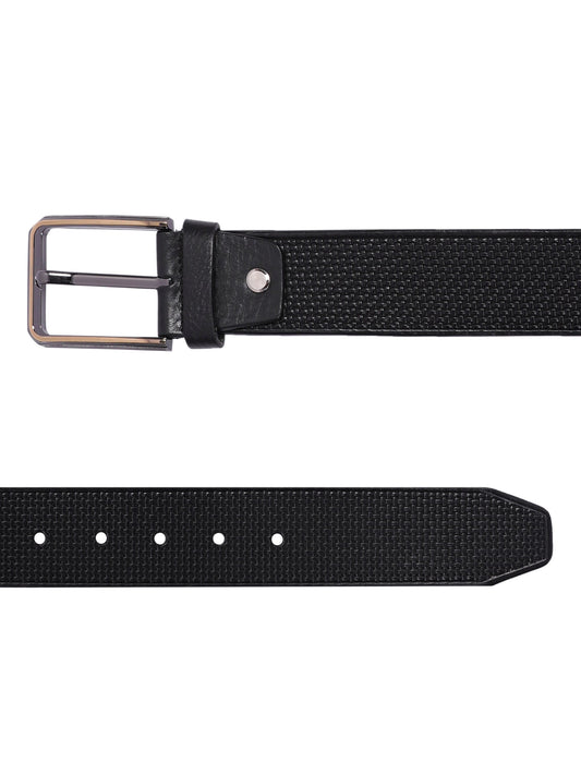 Braided-Look Embossed Leather Belt