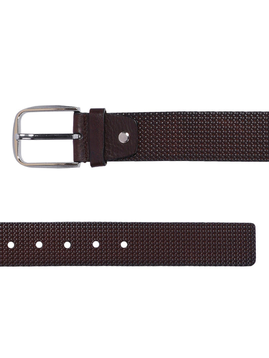 Basket Weave Embossed Leather Belt
