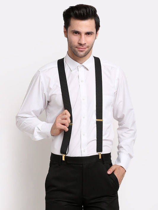 Black Dotted Elastic Suspenders