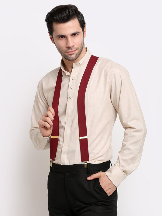 Plain Maroon Formal Suspenders