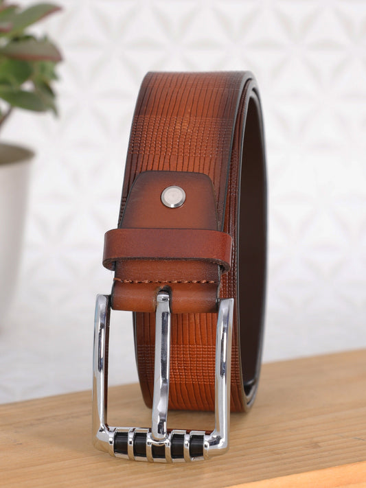 Pinstripe Embossed Leather Belt