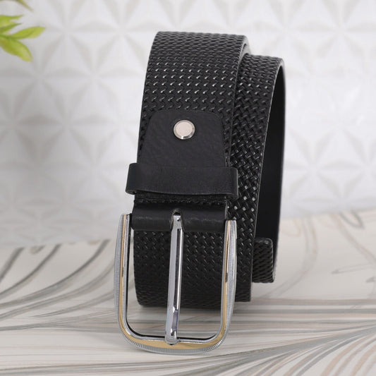 Basket Weave Embossed Leather Belt