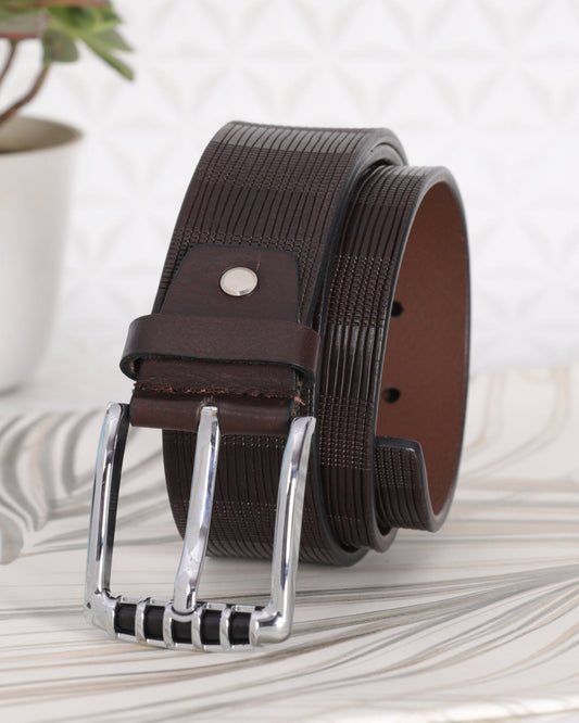 Pinstripe Embossed Leather Belt