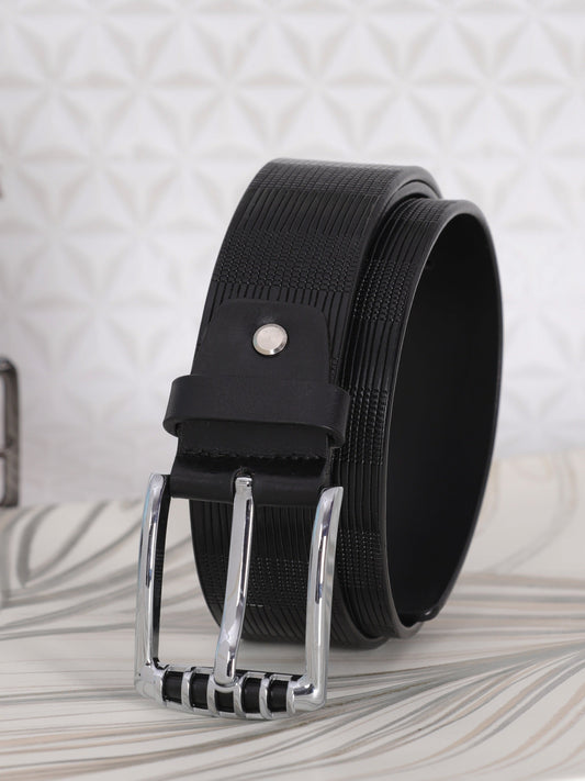 Pinstripe Embossed Leather Belt