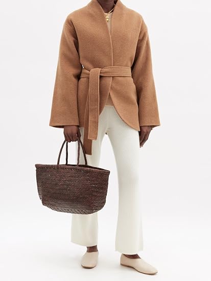YOCO Small Triple Jump Handwoven Genuine Leather Tote Bag for Women, Woven Shoulder Handbag, Handmade Artisan Purse Y9988TJS