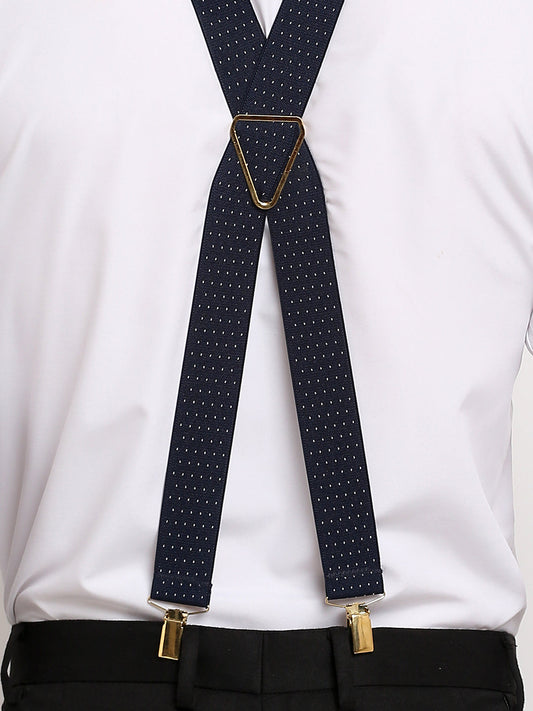 Navy Dotted Elastic Suspenders