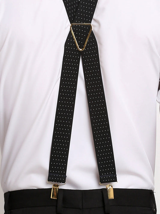 Black Dotted Elastic Suspenders