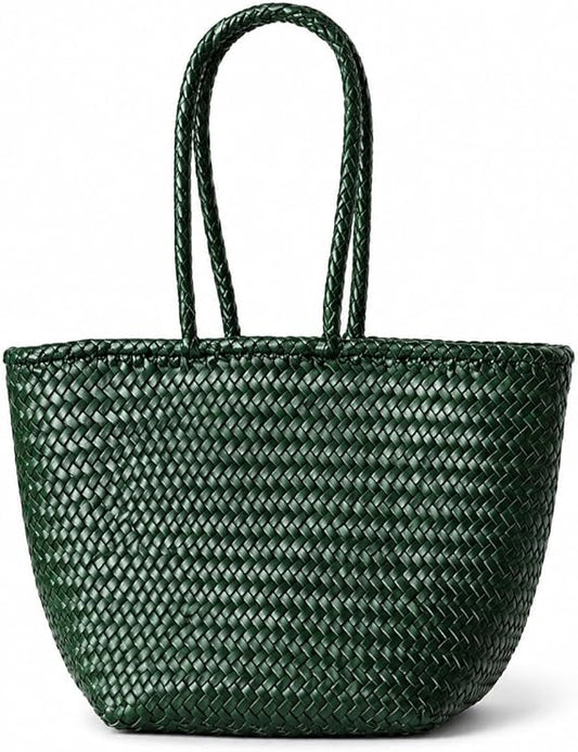 YOCO Small Yugrace Handwoven Genuine Leather Tote Bag for Women, Woven Shoulder Handbag, Handmade Artisan, Durable Travel Bag