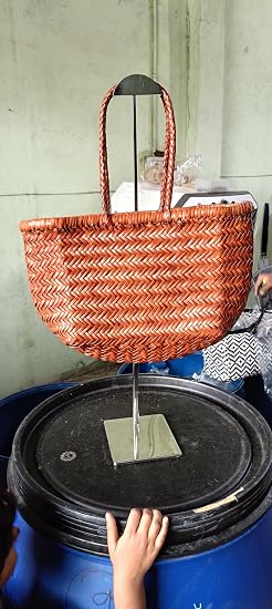 YOCO Small Triple Jump Handwoven Genuine Leather Tote Bag for Women, Woven Shoulder Handbag, Handmade Artisan Purse Y9988TJS