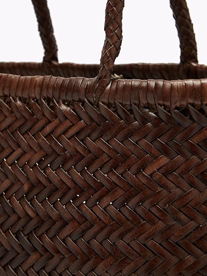 YOCO Small Triple Jump Handwoven Genuine Leather Tote Bag for Women, Woven Shoulder Handbag, Handmade Artisan Purse Y9988TJS