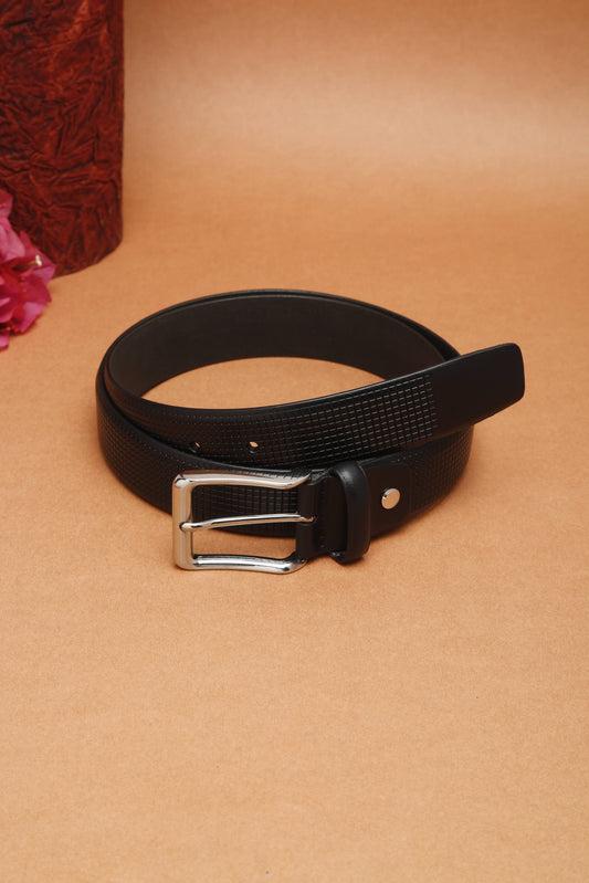 Square Grid Embossed Crafted Leather Belt