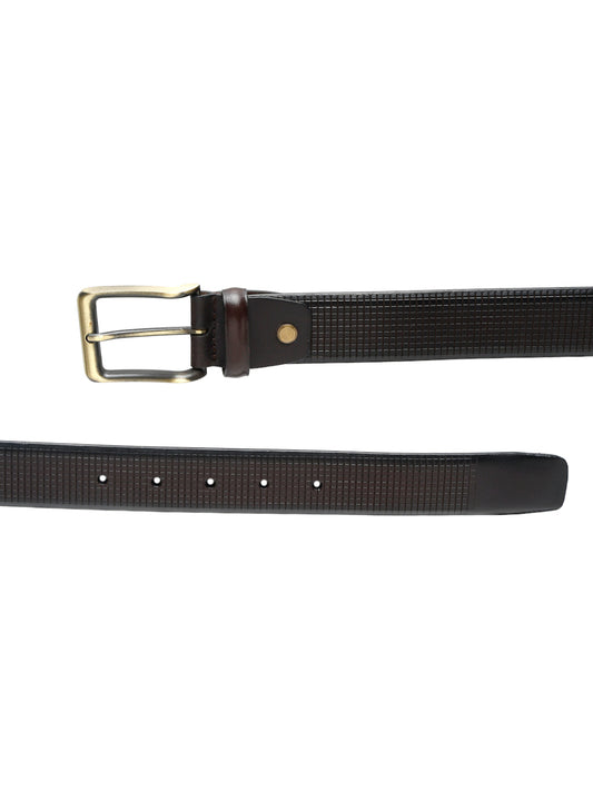 Square Grid Embossed Crafted Leather Belt