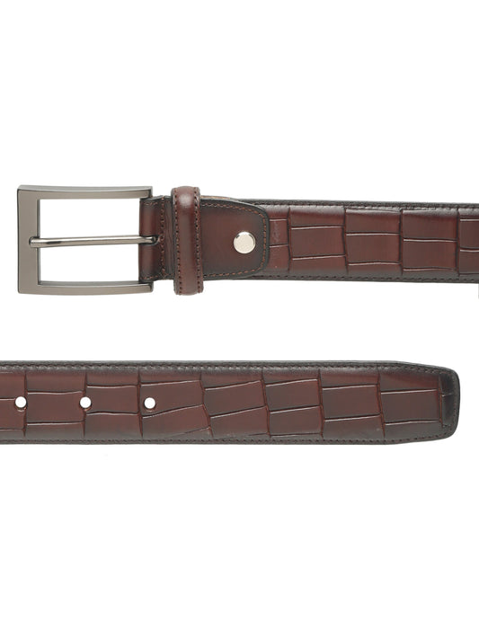 Crocodile Embossed Leather Belt