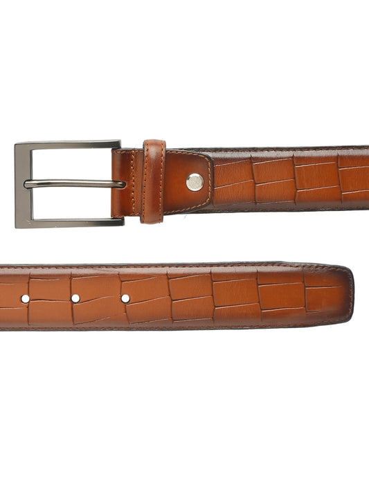 Crocodile Embossed Leather Belt