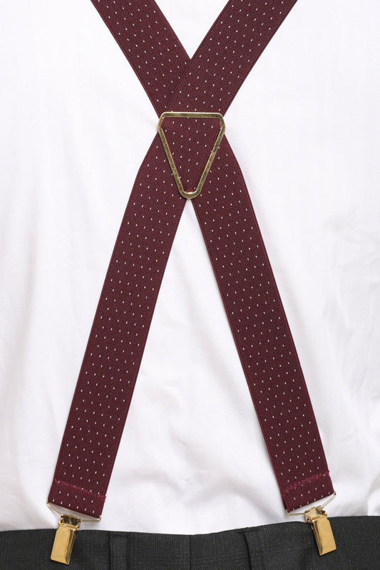 Maroon Dotted Elastic Suspenders