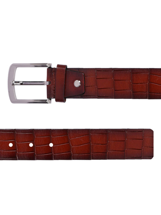 Crocodile Embossed Leather Belt