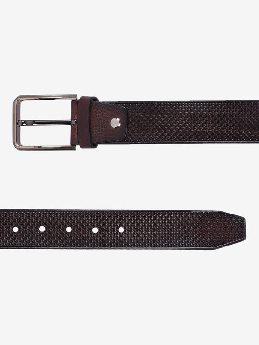 Braided-Look Embossed Leather Belt