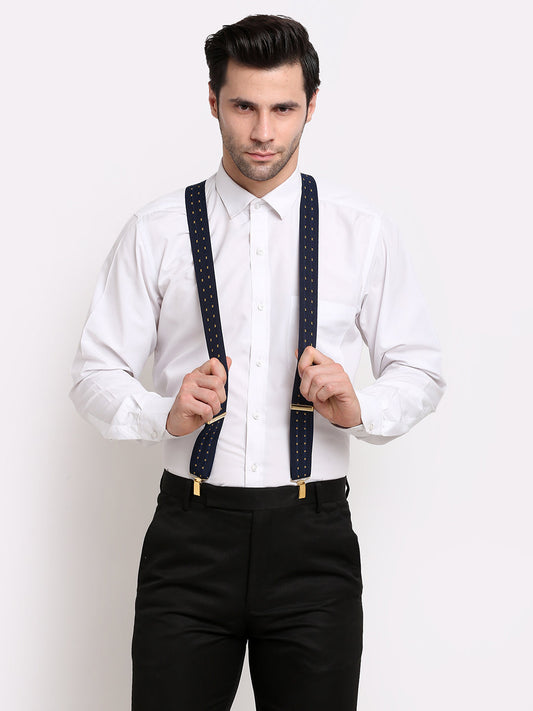 Navy Striped Suspenders