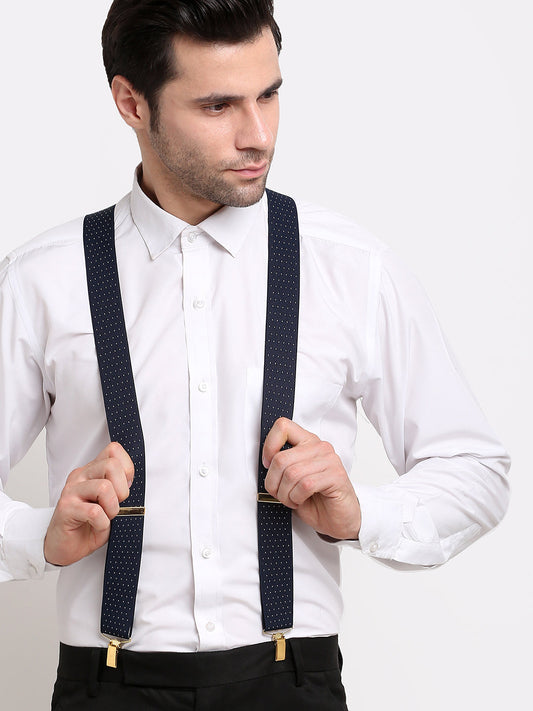 Navy Dotted Elastic Suspenders