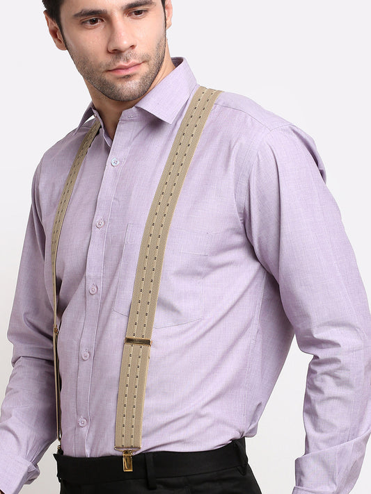 Beige Highlight-Stripe Suspenders