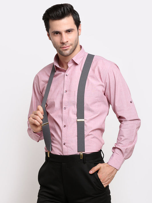Grey Dotted Elastic Suspenders