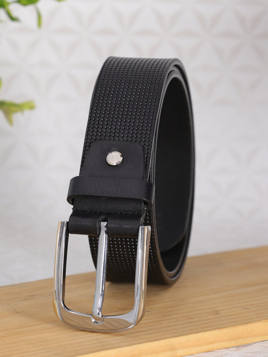 Micro Grid Texture Crafted Leather Belt