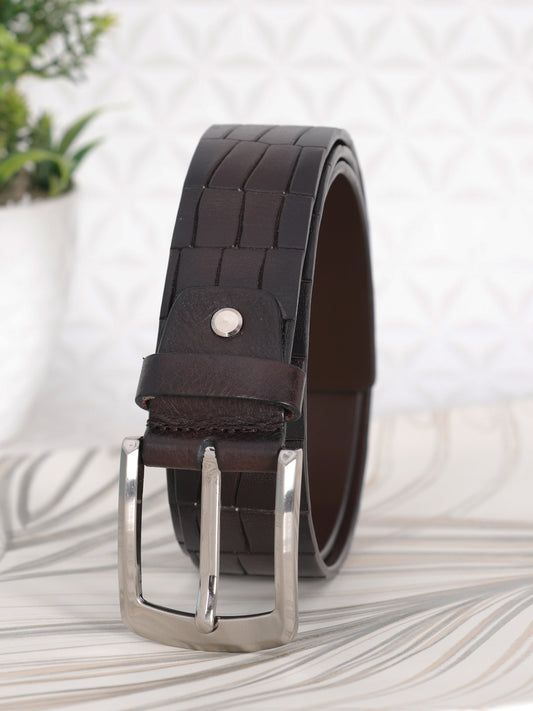 Crocodile Embossed Leather Belt