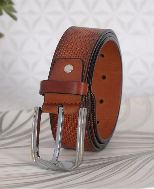 Micro Grid Texture Crafted Leather Belt