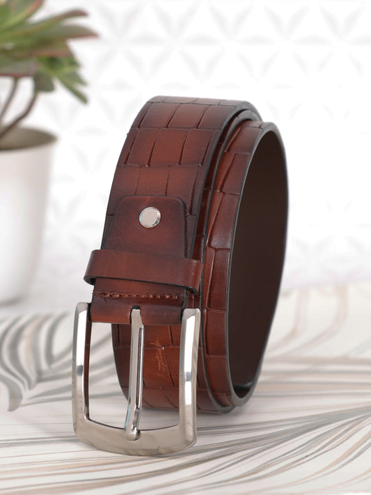 Crocodile Embossed Leather Belt
